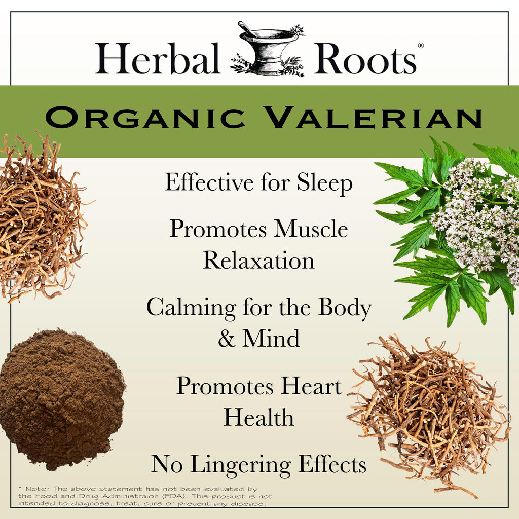 Herbal Roots non habit forming sleep support supplement bottle back view with certifications