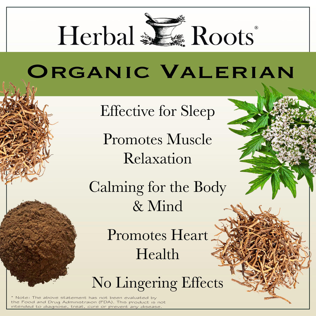 Herbal Roots non habit forming sleep support supplement bottle back view with certifications