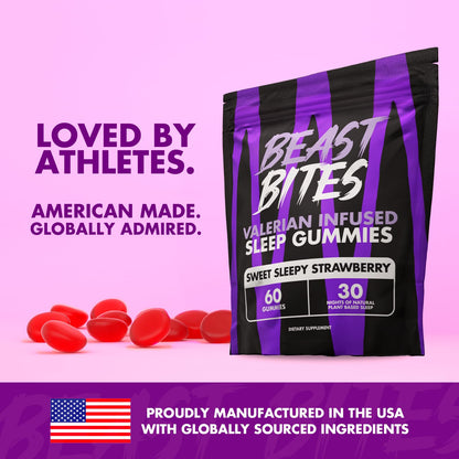 Beast Bites vegan and sugar-free sleep aid gummies packaging details