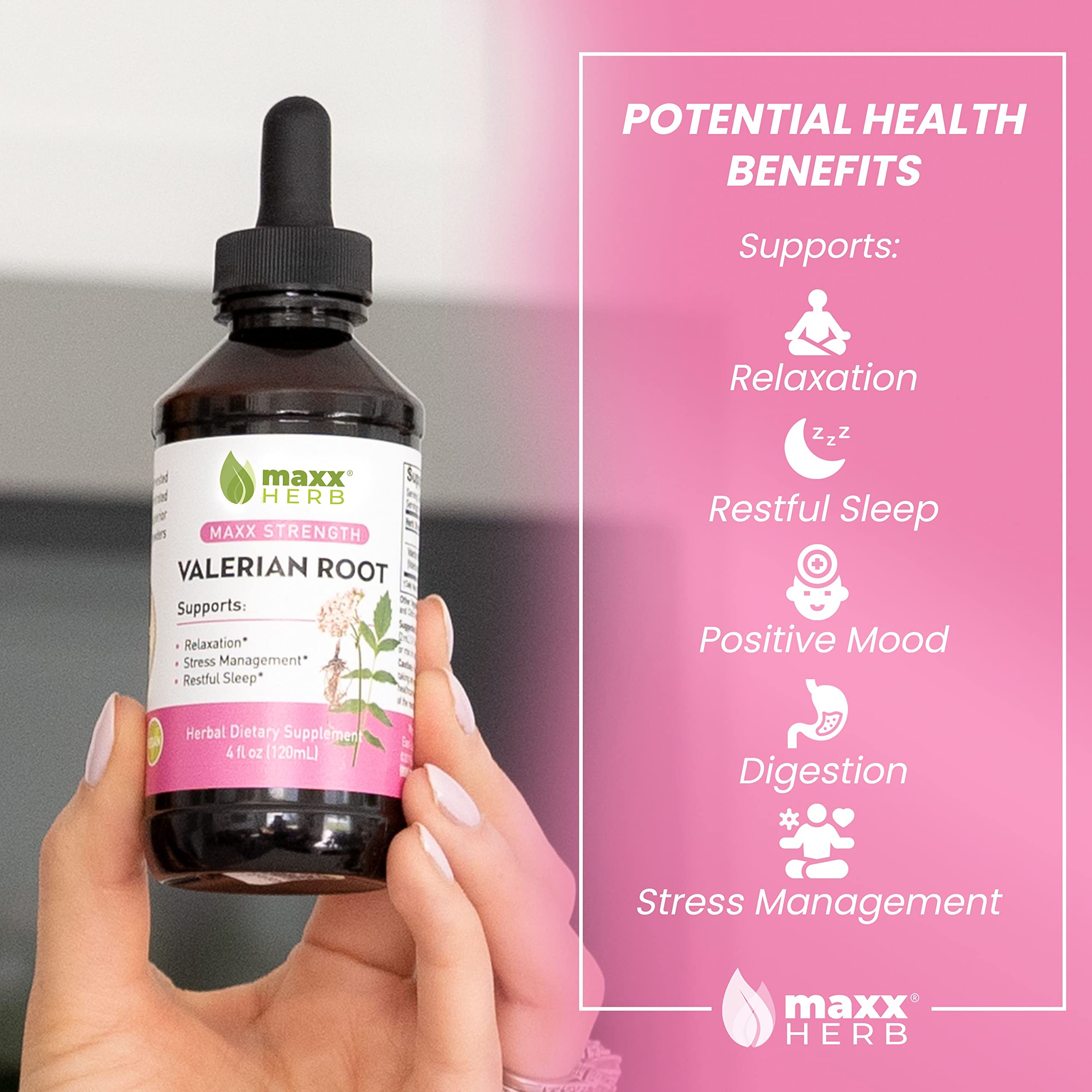 Maxx Herb maximum strength liquid valerian root tincture alcohol free formula