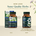 Supplement facts panel of Gaia Herbs Valerian Root 60 vegan capsules bottle
