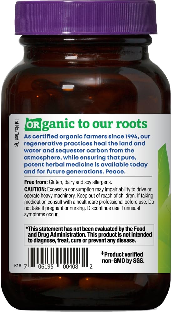 USDA certified organic muscle relax herbal supplement bottle showing dosage instructions