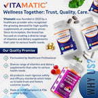 Side view of Vitamatic valerian root extract highlighting gluten-free and allergen-free claims