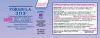 Formula 303 bottle side profile showing dosage instructions and authentic USA origin