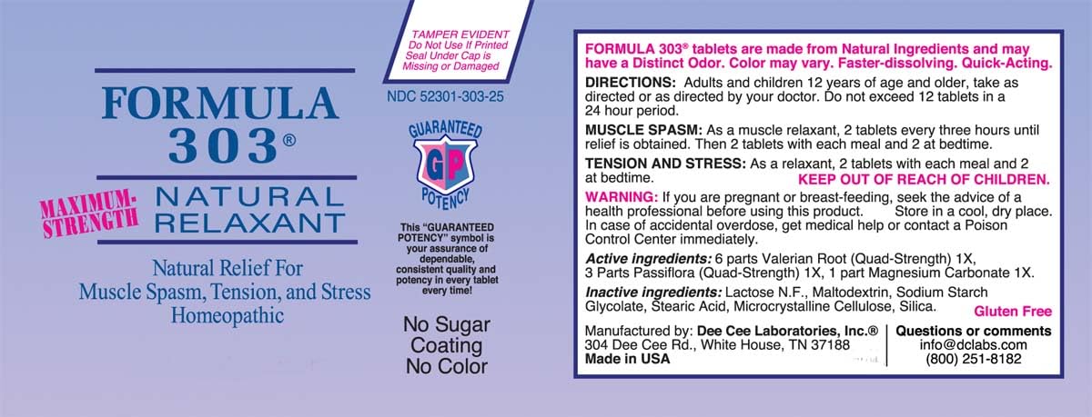 Formula 303 bottle side profile showing dosage instructions and authentic USA origin