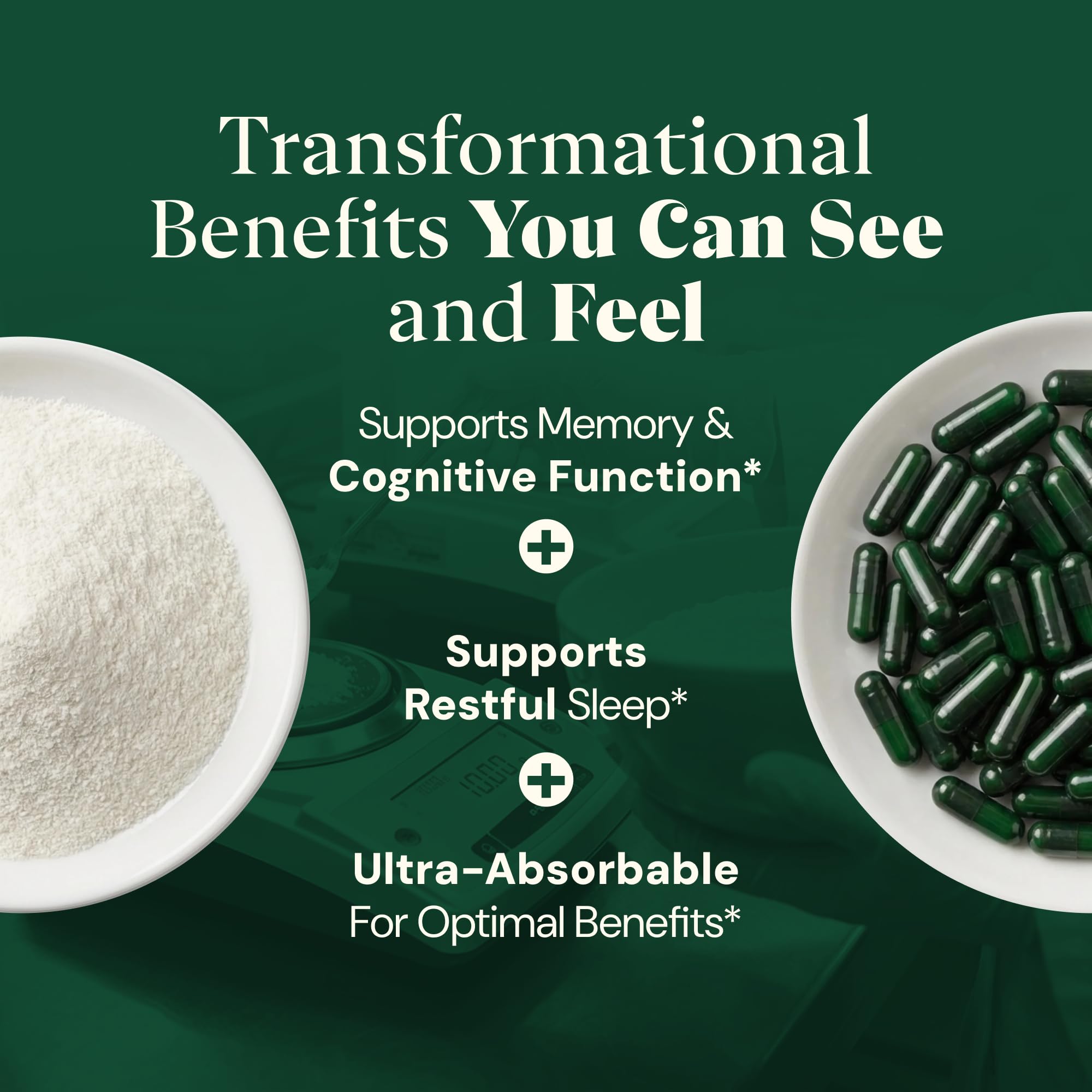 Plus Ultra Magnesium L Threonate with valerian root bottle standing upright on a clean wellness lifestyle background.
