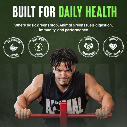 Back view of Animal Daily Greens pill box with ingredients