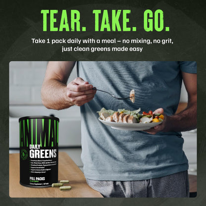 Capsules from Animal Daily Greens 30 pack supply