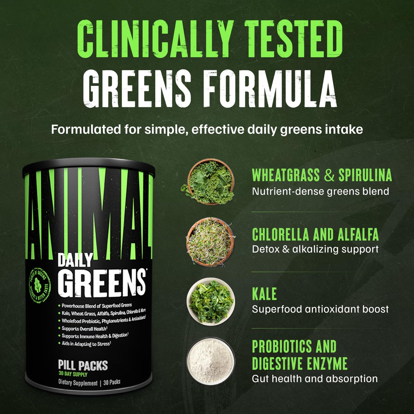 Animal Daily Greens nutritional information label