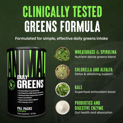 Animal Daily Greens nutritional information label