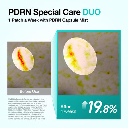 Demonstration of the salmon DNA firming patch dissolving on skin for a glass skin glow.