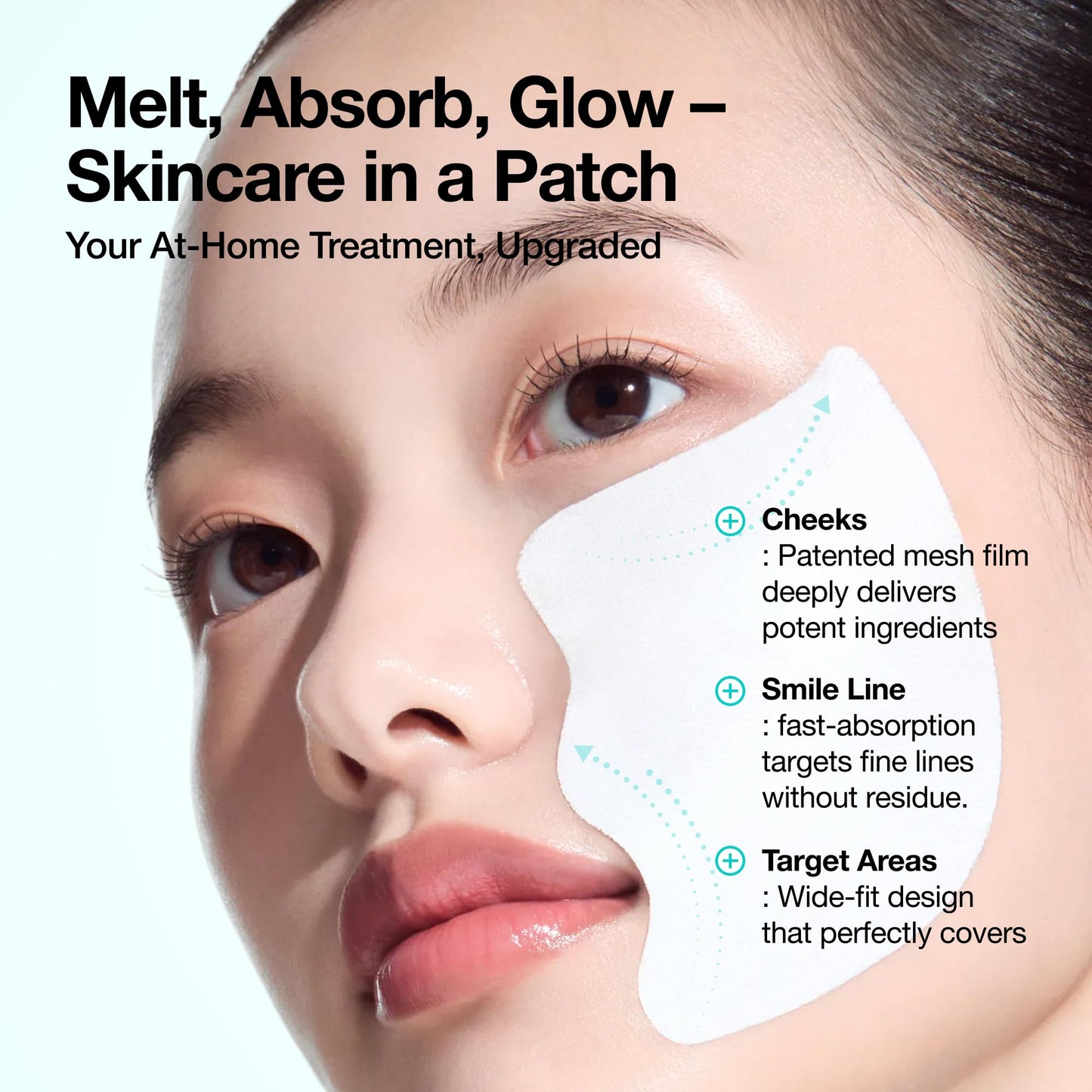 Anua skincare melting patches for fine lines laid flat next to its packaging.