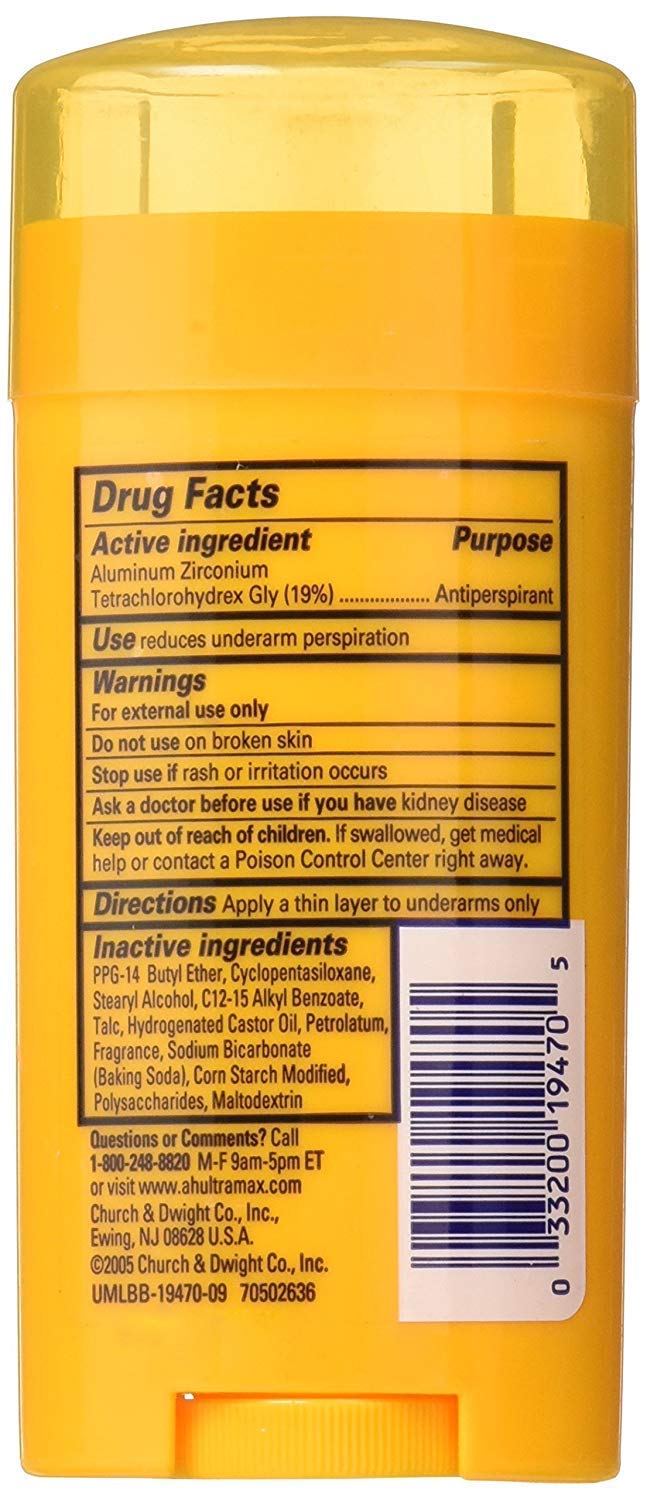 Arm And Hammer Ultramax deodorant twin pack layout