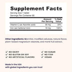 EZ Melts zesty orange iron supplement ingredients label