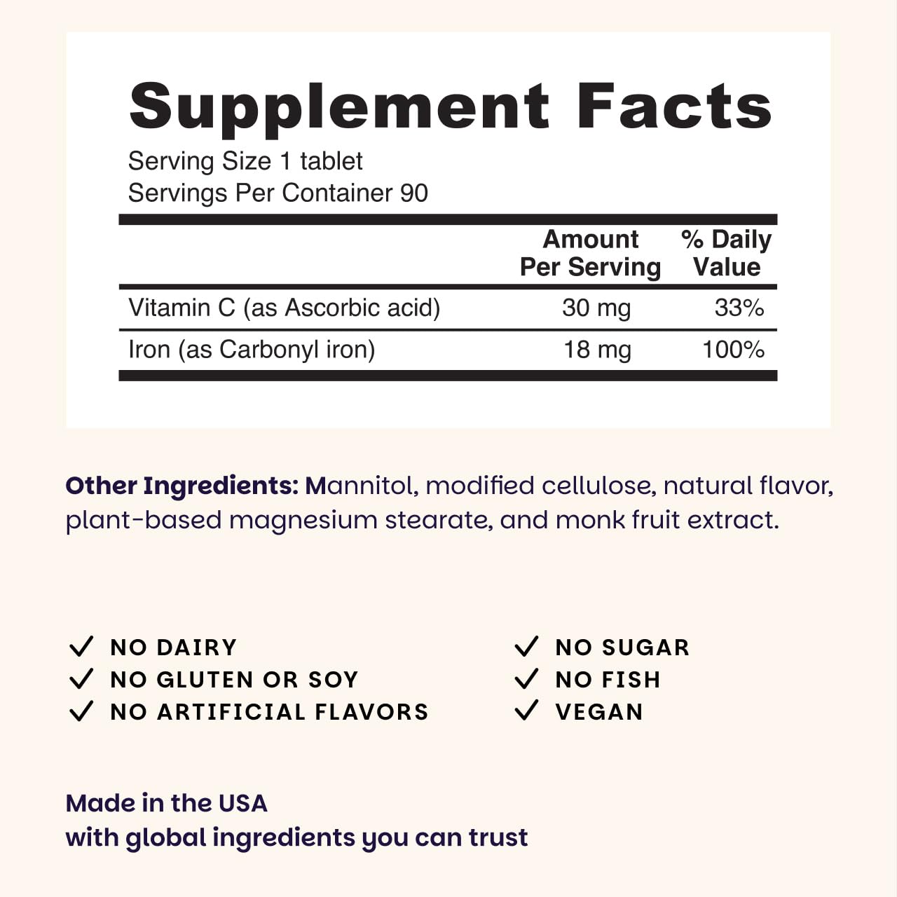 EZ Melts carbonyl iron fast melting sublingual tablet close up shot with natural orange graphic