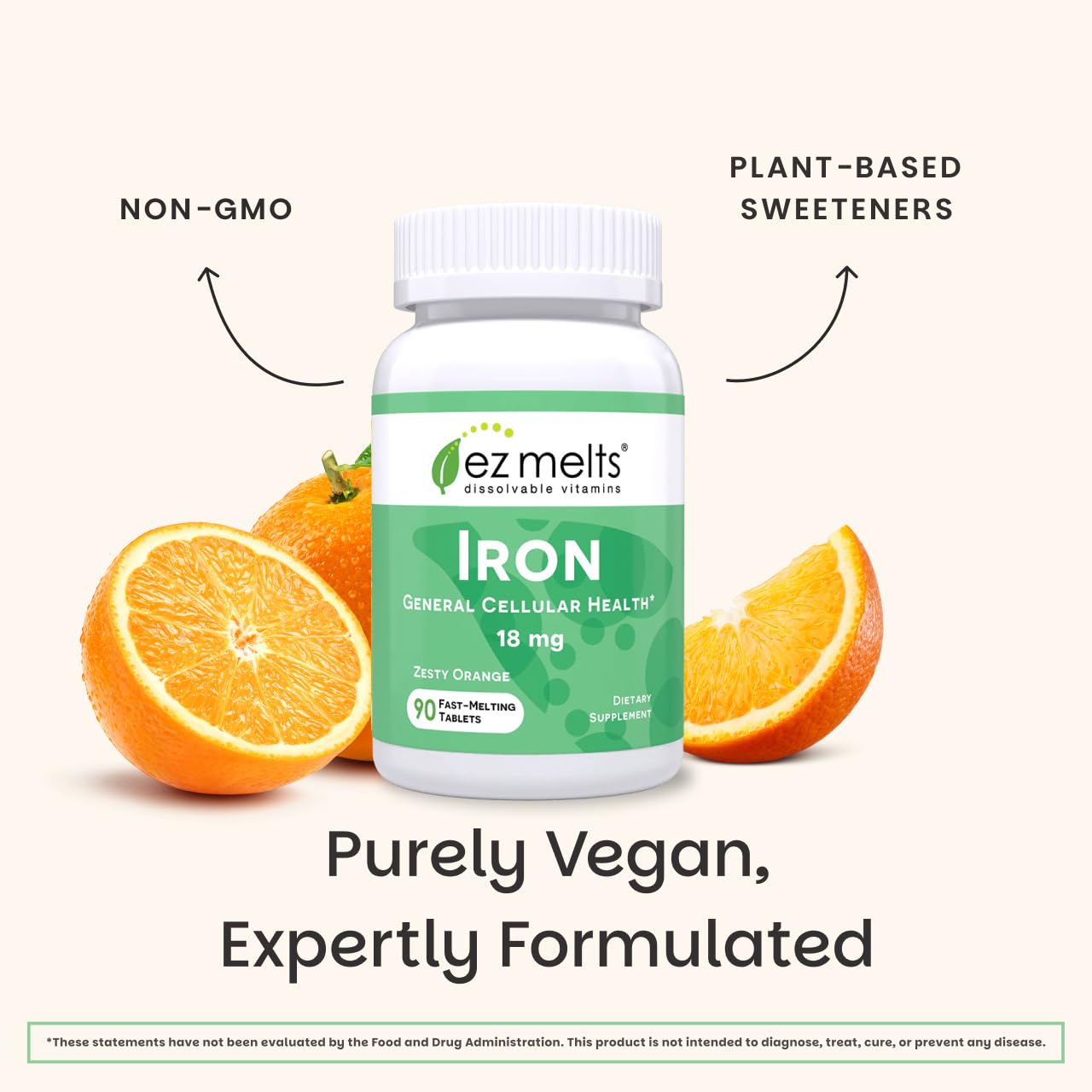Waterless quick dissolving iron tablet for red blood cell support product display