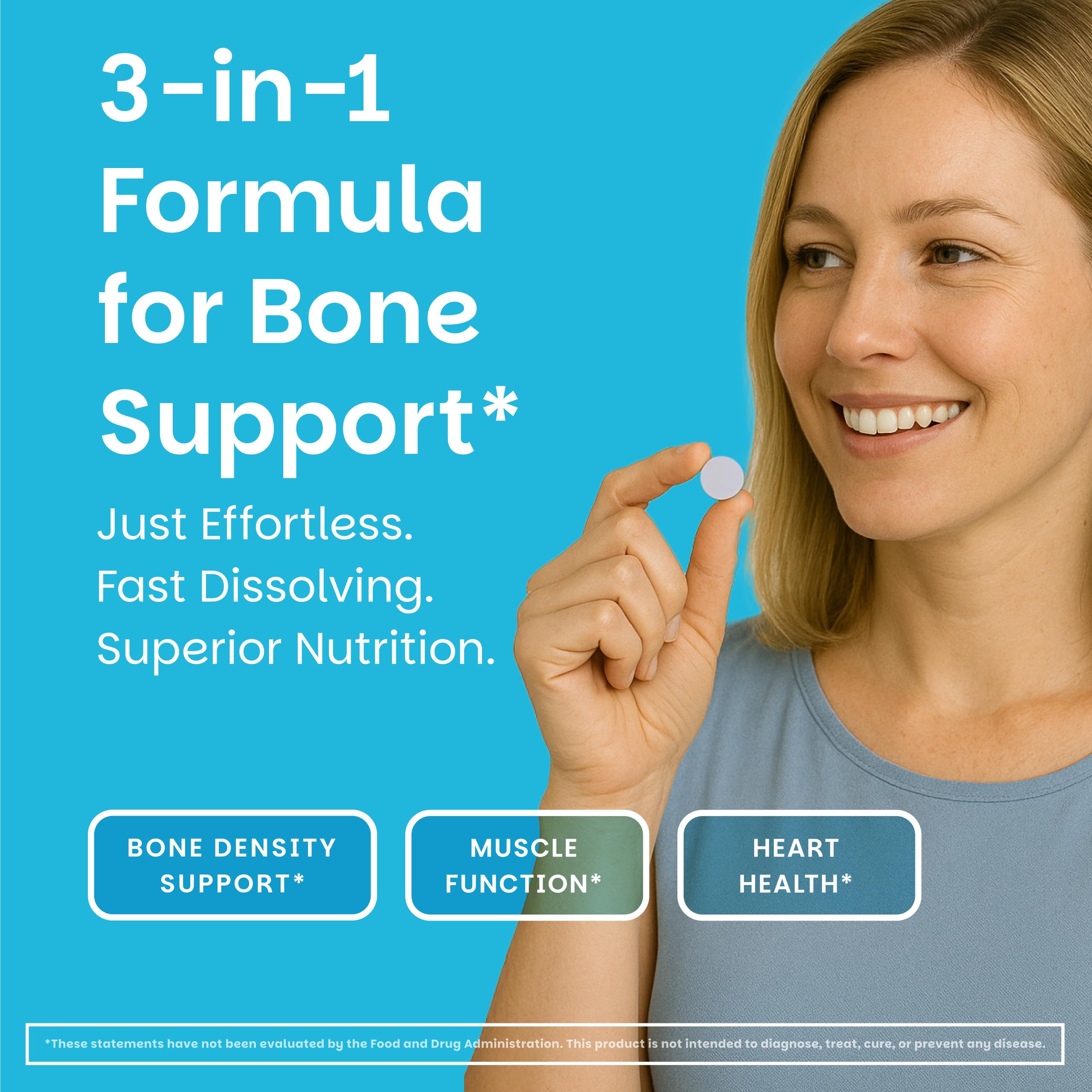 Back label of EZ Melts calcium magnesium showing ingredients