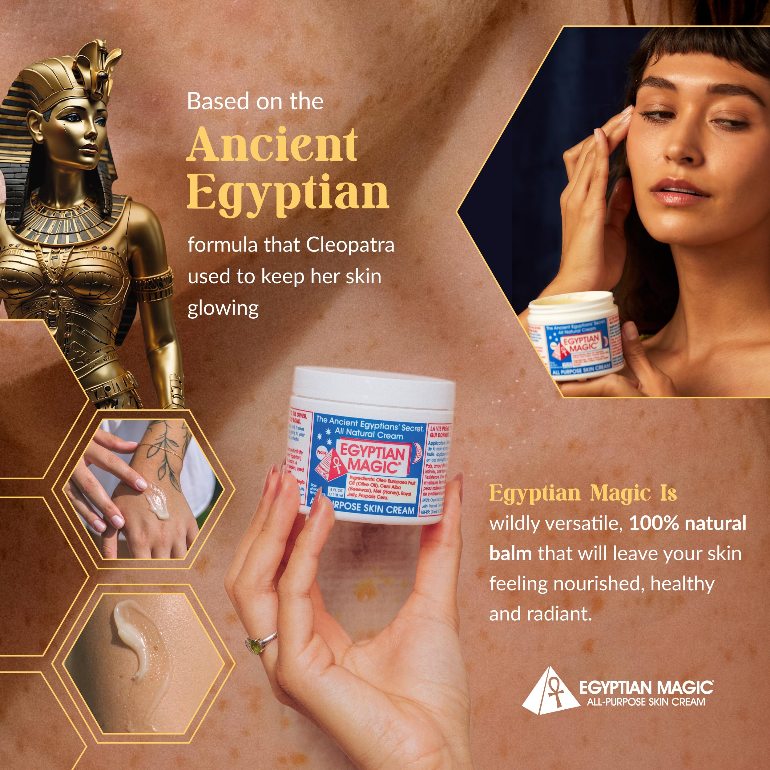 Egyptian Magic skin moisturizer balm texture being scooped out from the jar