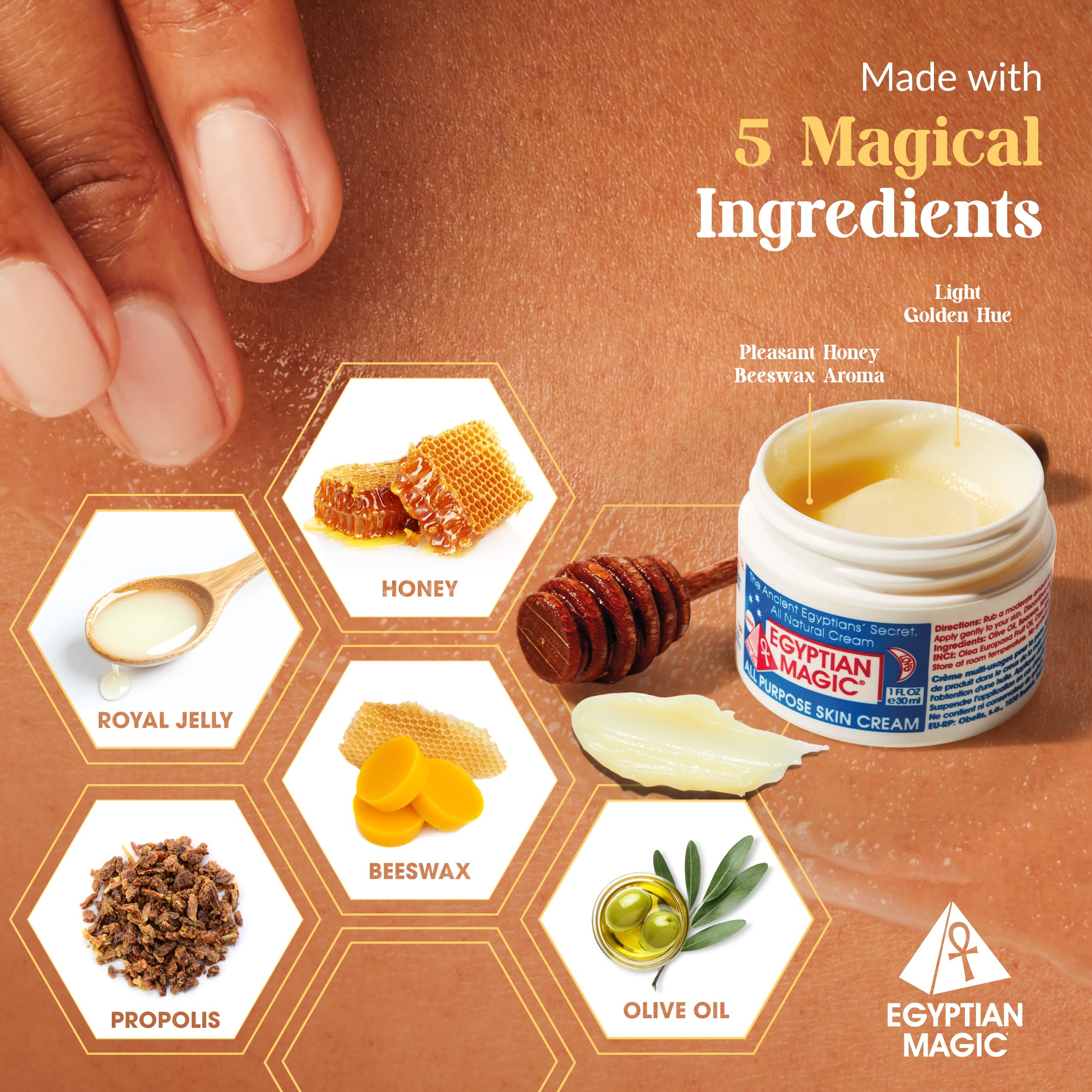 Authentic USA imported Egyptian Magic multi purpose healing balm jar on plain background