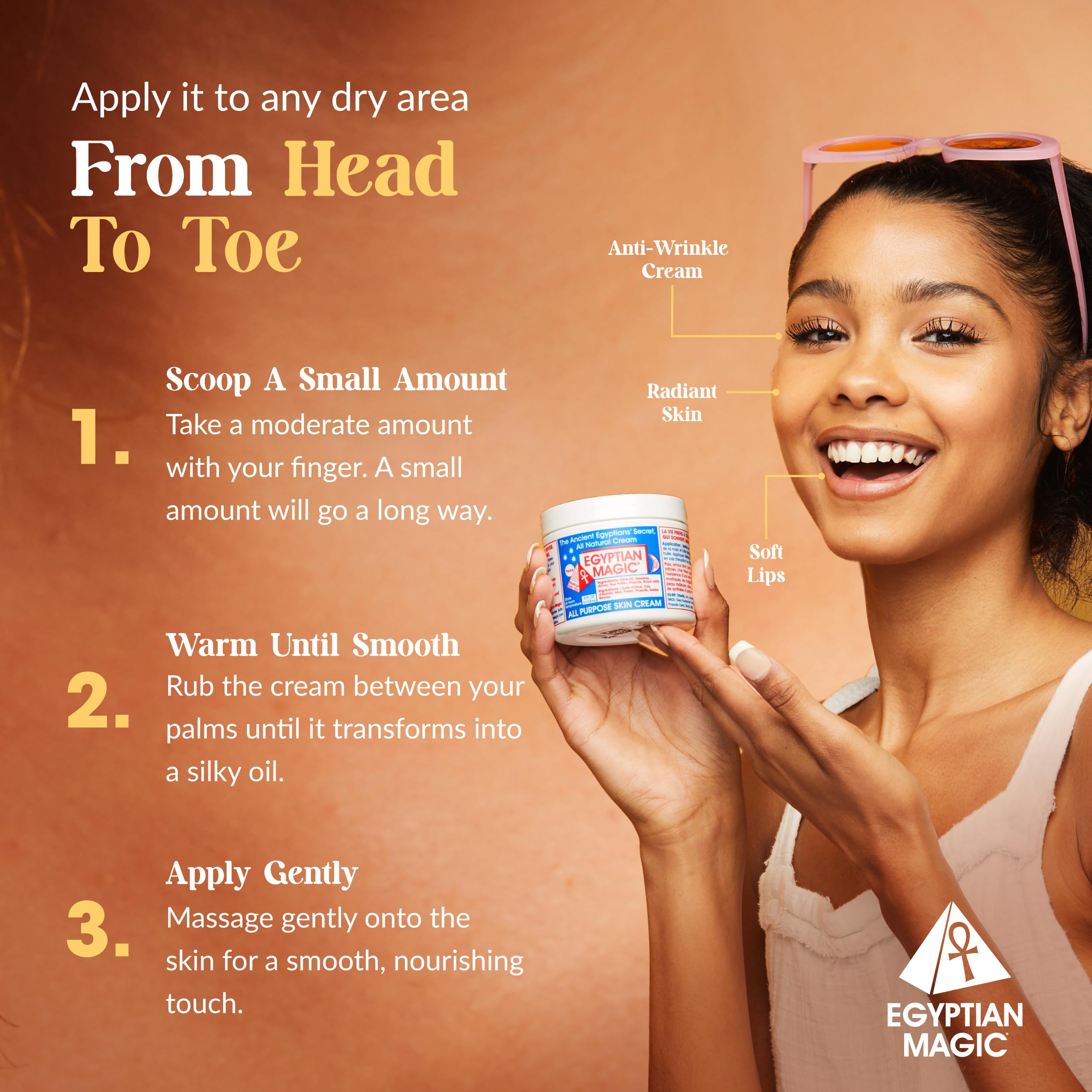 Natural ingredients highlighted on the back label of Egyptian Magic skin cream