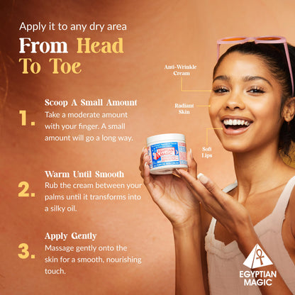 Natural ingredients highlighted on the back label of Egyptian Magic skin cream