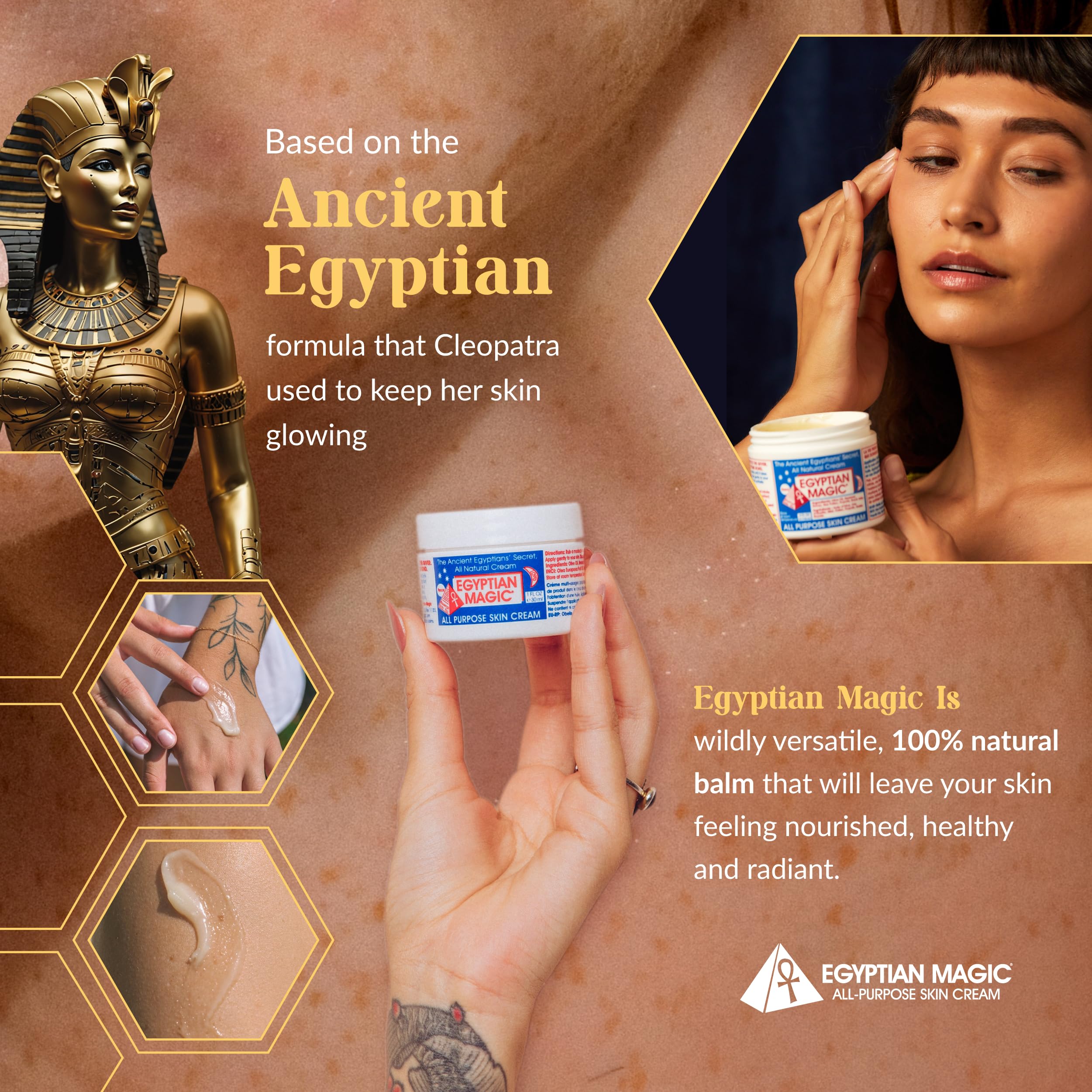 Authentic Egyptian Magic multi purpose moisturizer jar on a clean background for dry skin care