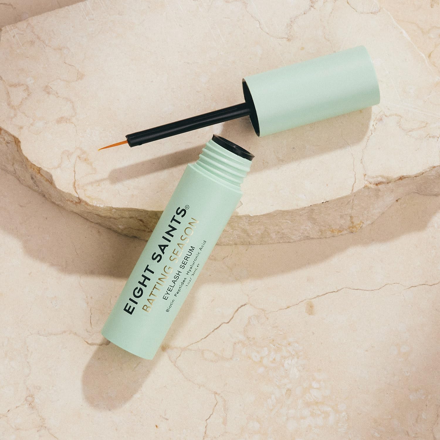 Peptide powered nourishing eye care formulation highlighting biotin and hyaluronic acid benefits