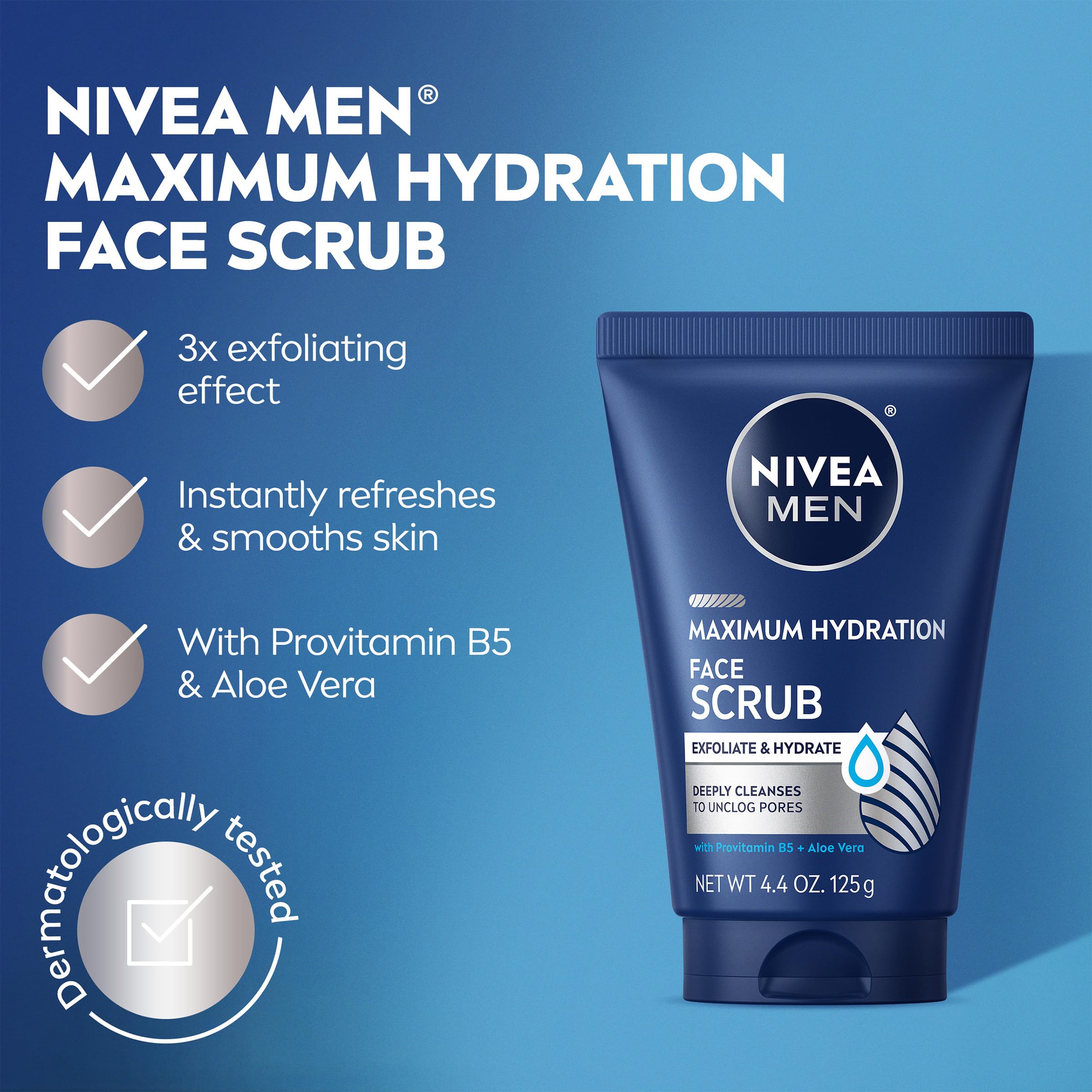 Imported Nivea Men hydrating face scrub for deep pore cleansing