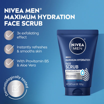 Imported Nivea Men hydrating face scrub for deep pore cleansing