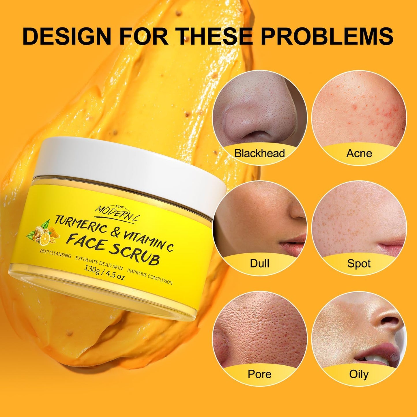 Authentic USA imported POP MODERN.C pore tightening blackhead removal cream scrub product label details.