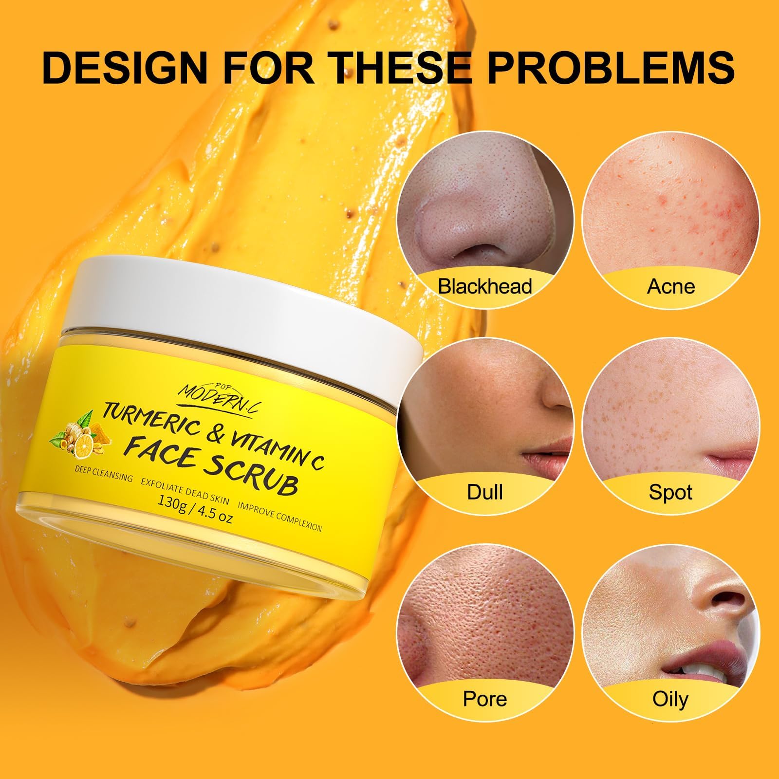Authentic USA imported POP MODERN.C pore tightening blackhead removal cream scrub product label details.
