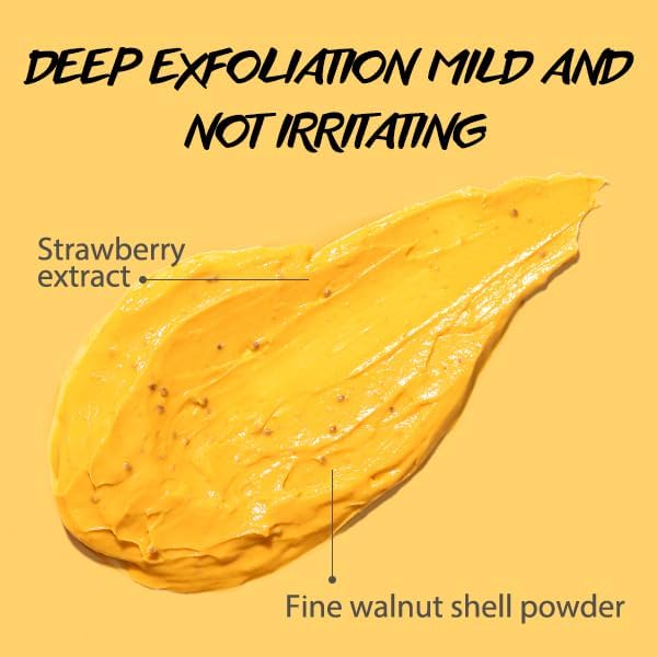 POP MODERN.C skin care turmeric exfoliating scrub being measured with the included small applicator spatula.