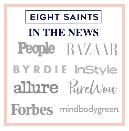 USA imported Eight Saints clarifying face wash bottle displayed on a vanity
