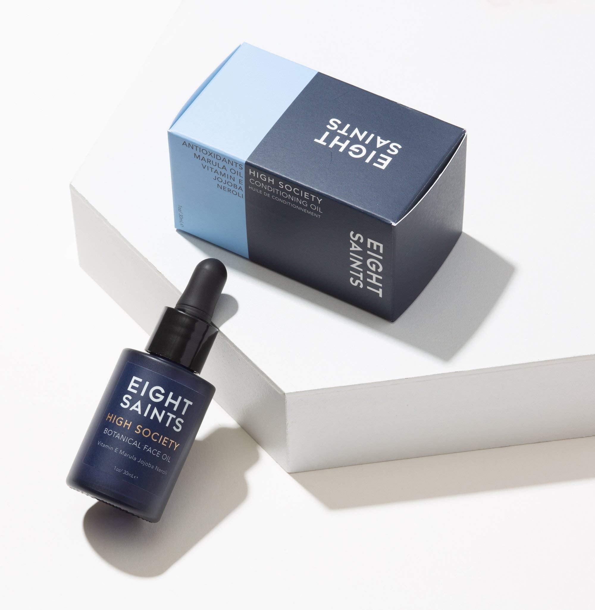 Eight Saints anti aging facial oil showing the natural marula and jojoba ingredients