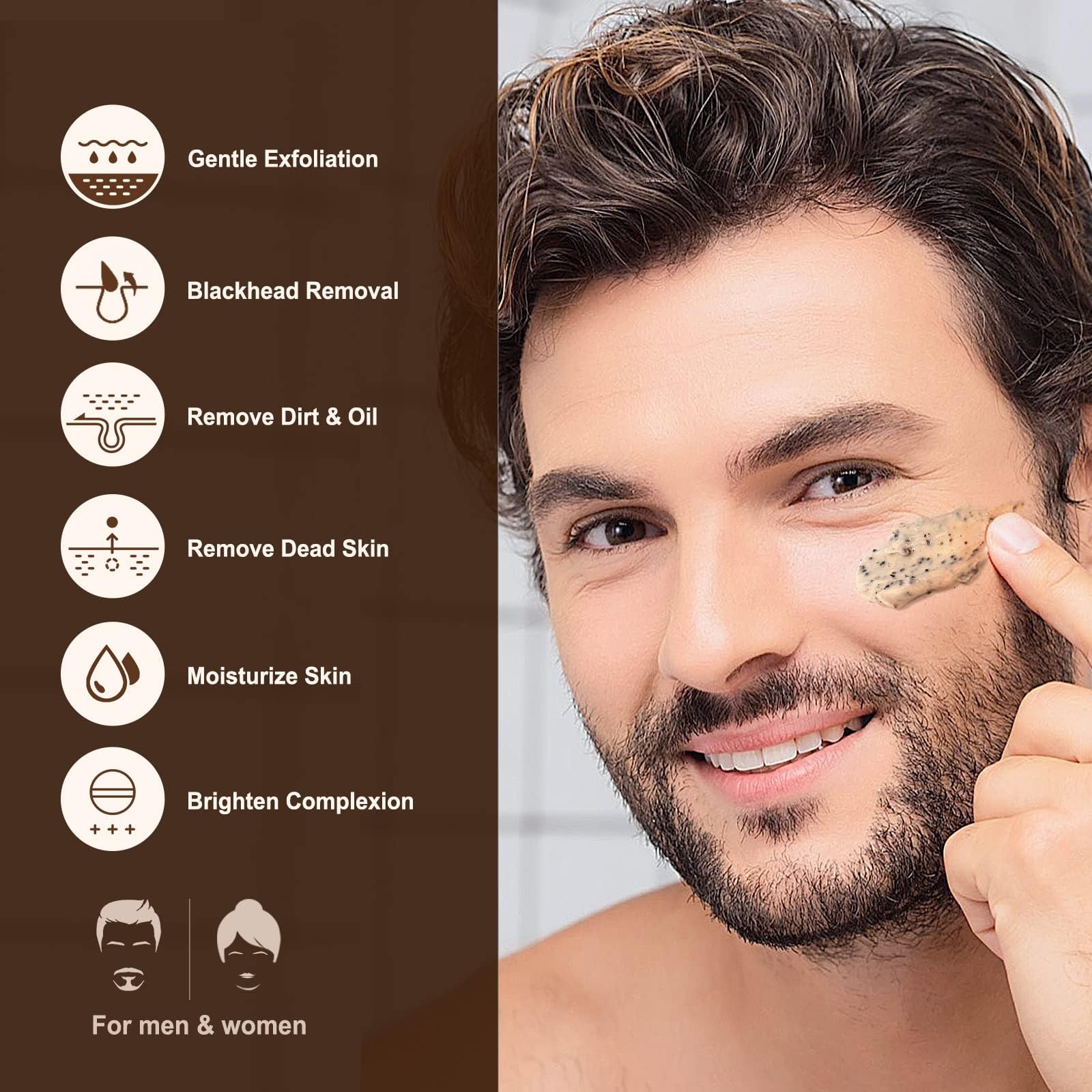JVR exfoliating men's facial scrub showing coffee extract ingredients