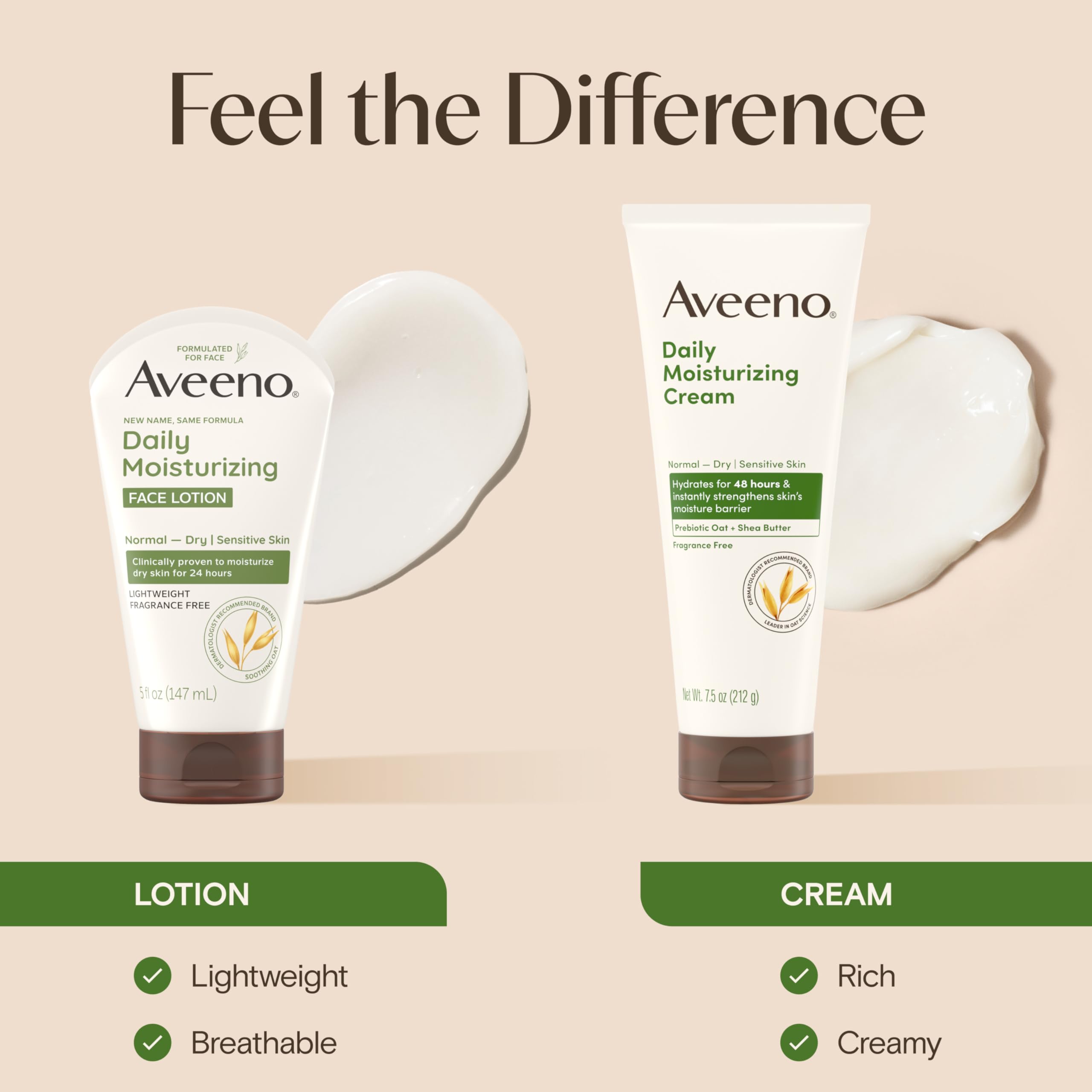 Five ounce tube of Aveeno sensitive skin daily facial cream standing upright