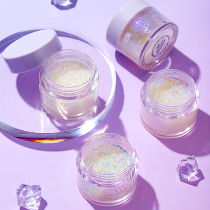 Water soluble smudge proof pink glitter gel packaging details