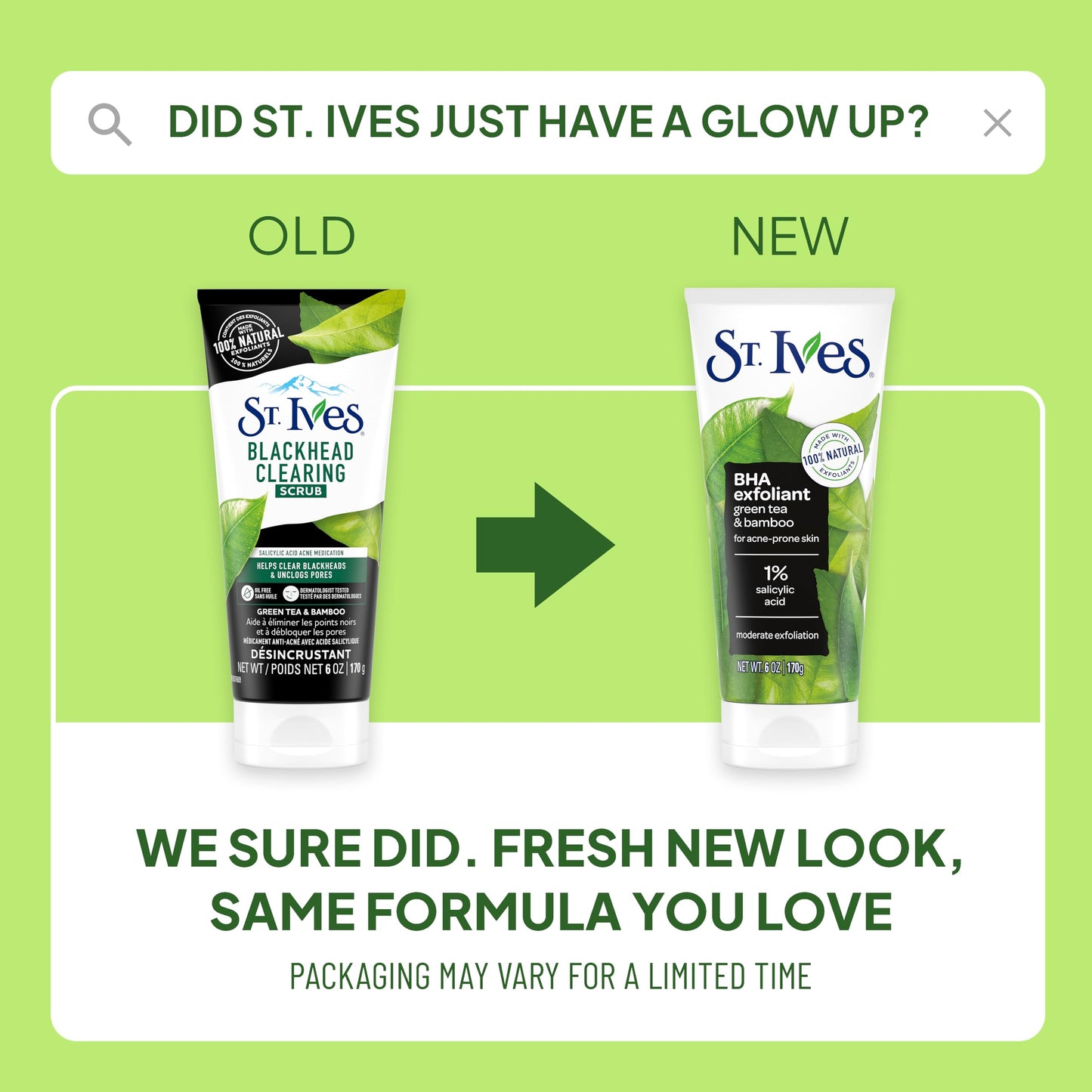 Moderate face exfoliator by St. Ives showing the Salicylic Acid acne treatment label.