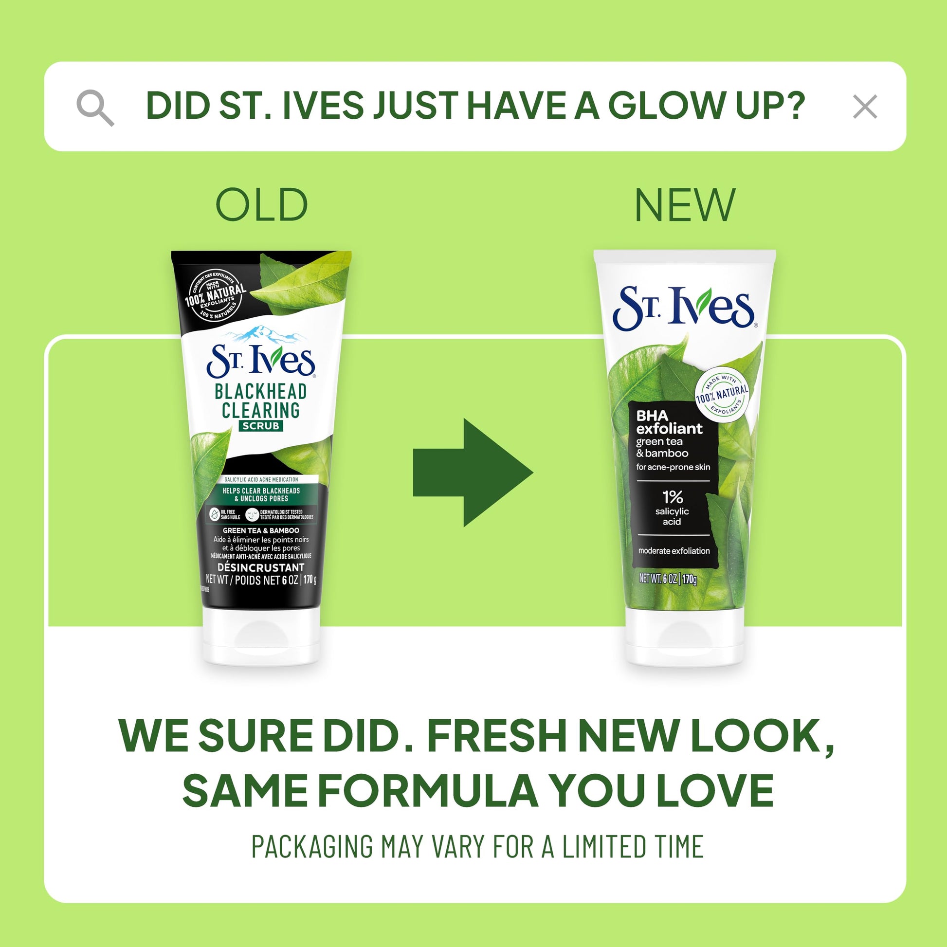 Moderate face exfoliator by St. Ives showing the Salicylic Acid acne treatment label.