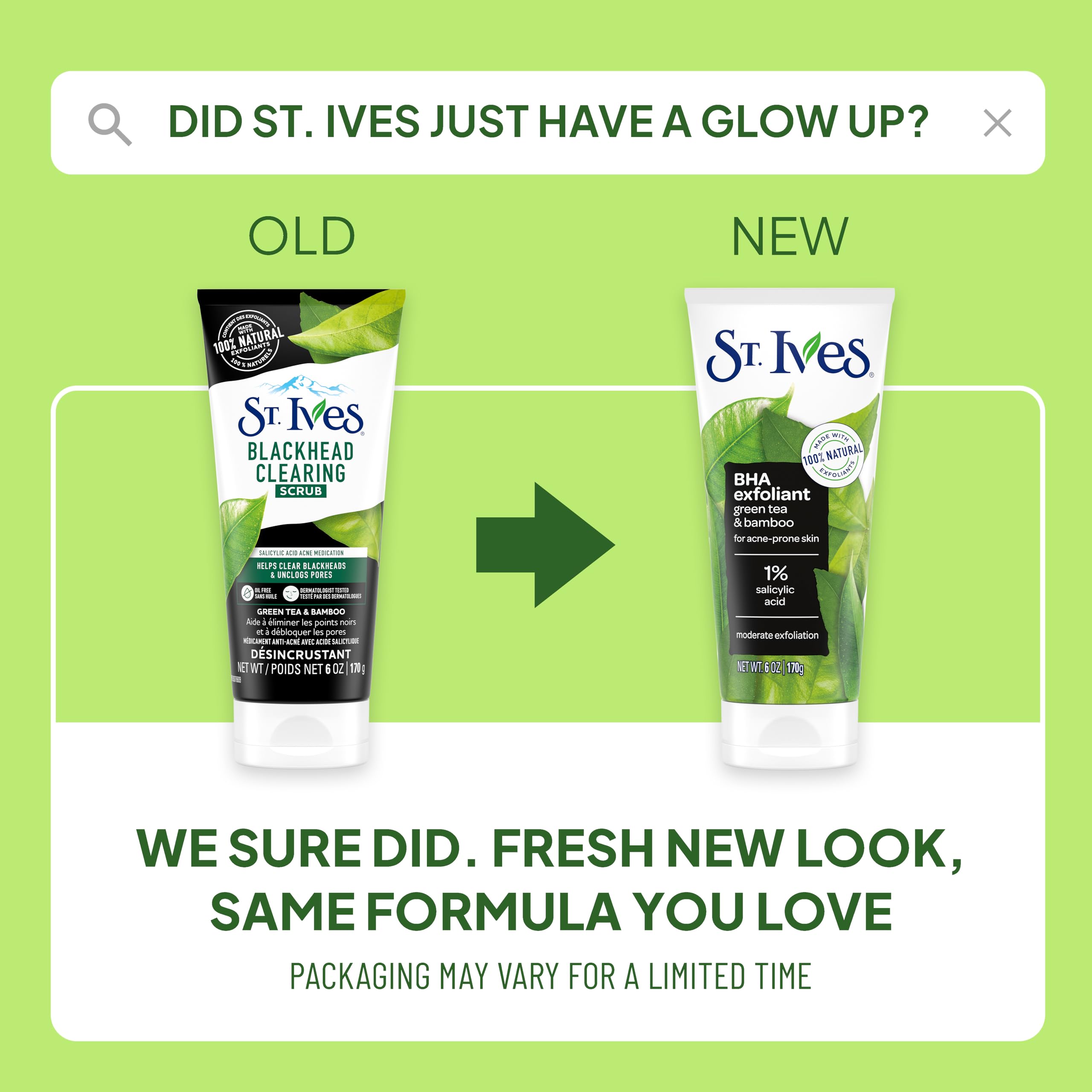 Moderate face exfoliator by St. Ives showing the Salicylic Acid acne treatment label.