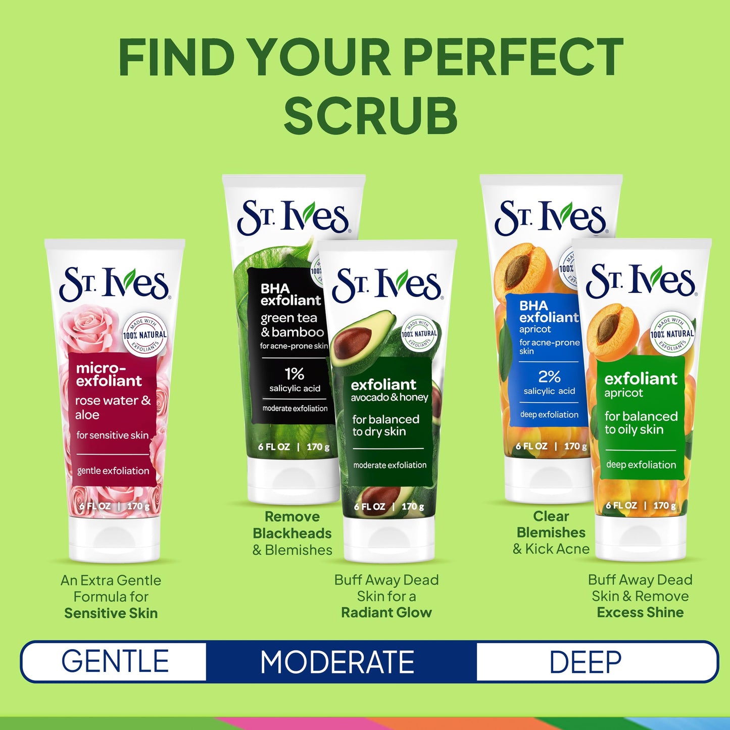 St. Ives salicylic acid face scrub designed to calm redness and clear blemishes.