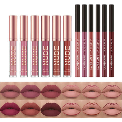 BestLand long wear waterproof velvety nude lip stain kit open box displaying all six liquid lipsticks.