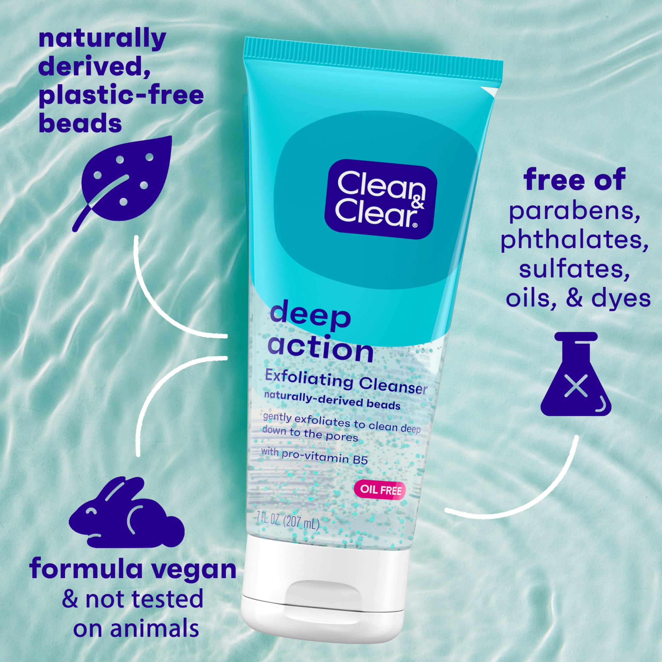 Clean and Clear glycolic and lactic acid exfoliating scrub 7 fluid ounce size overview
