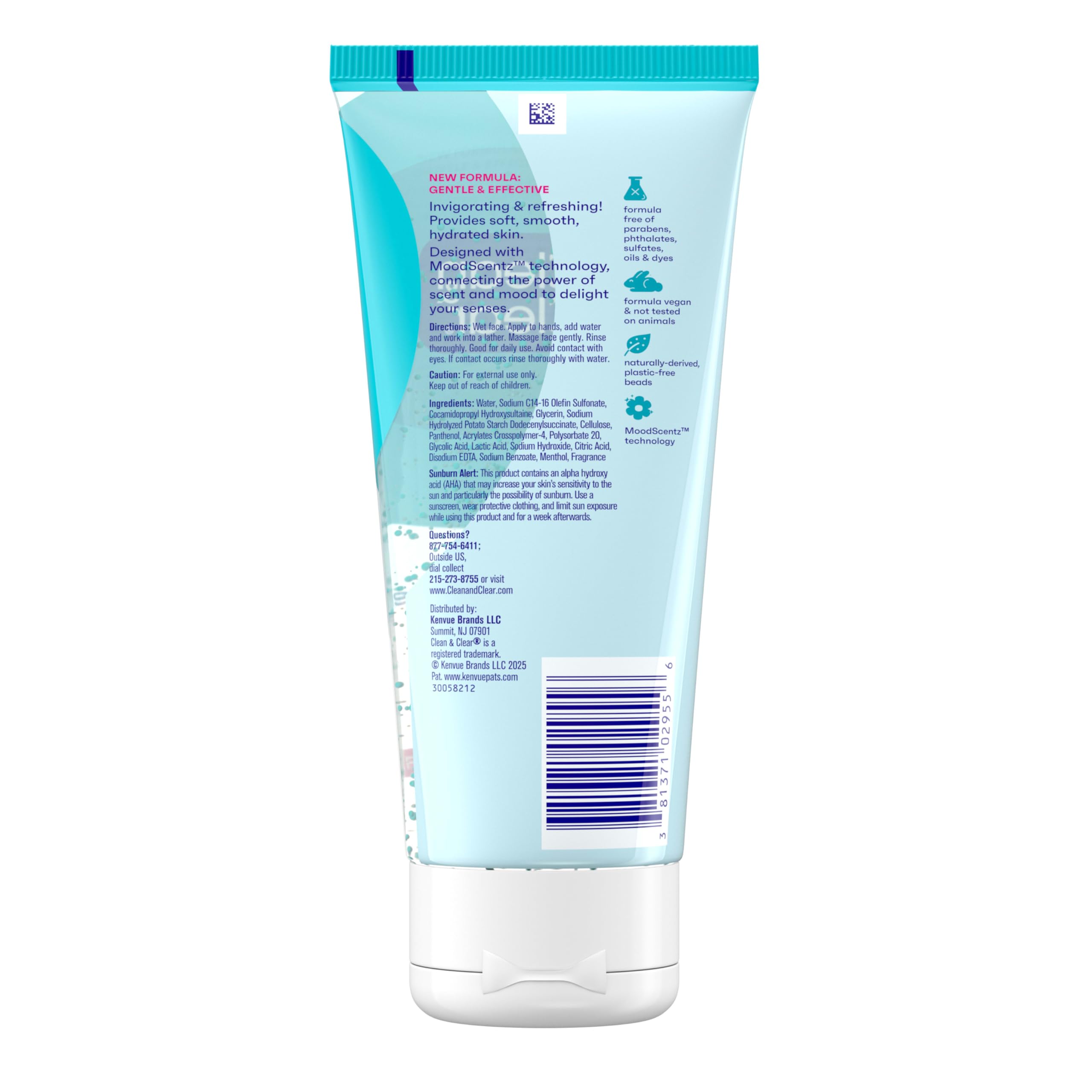 Clean and Clear deep action facial scrub with plastic-free exfoliating beads close up view