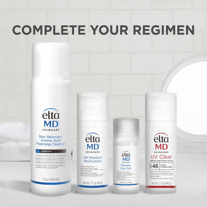 Dermatologist recommended EltaMD oil free eye gel bottle for unisex skincare