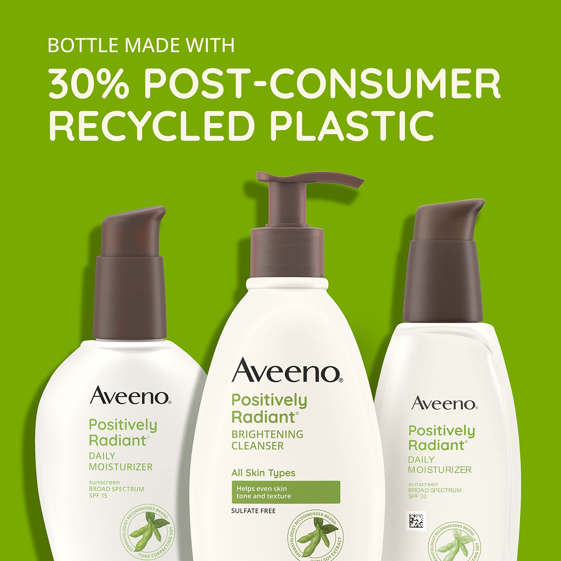 Back label of Aveeno daily face cream with SPF 15 sunscreen active ingredients and usage instructions