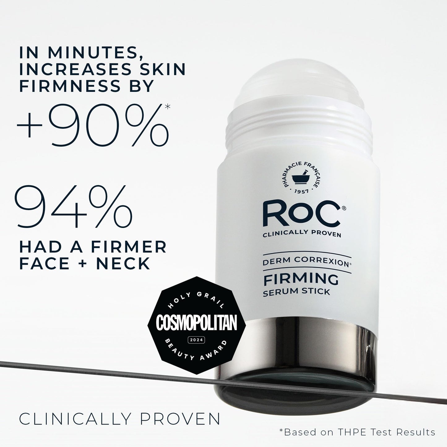 Dermatologist tested RoC firming serum stick for treating wrinkles and laugh lines.