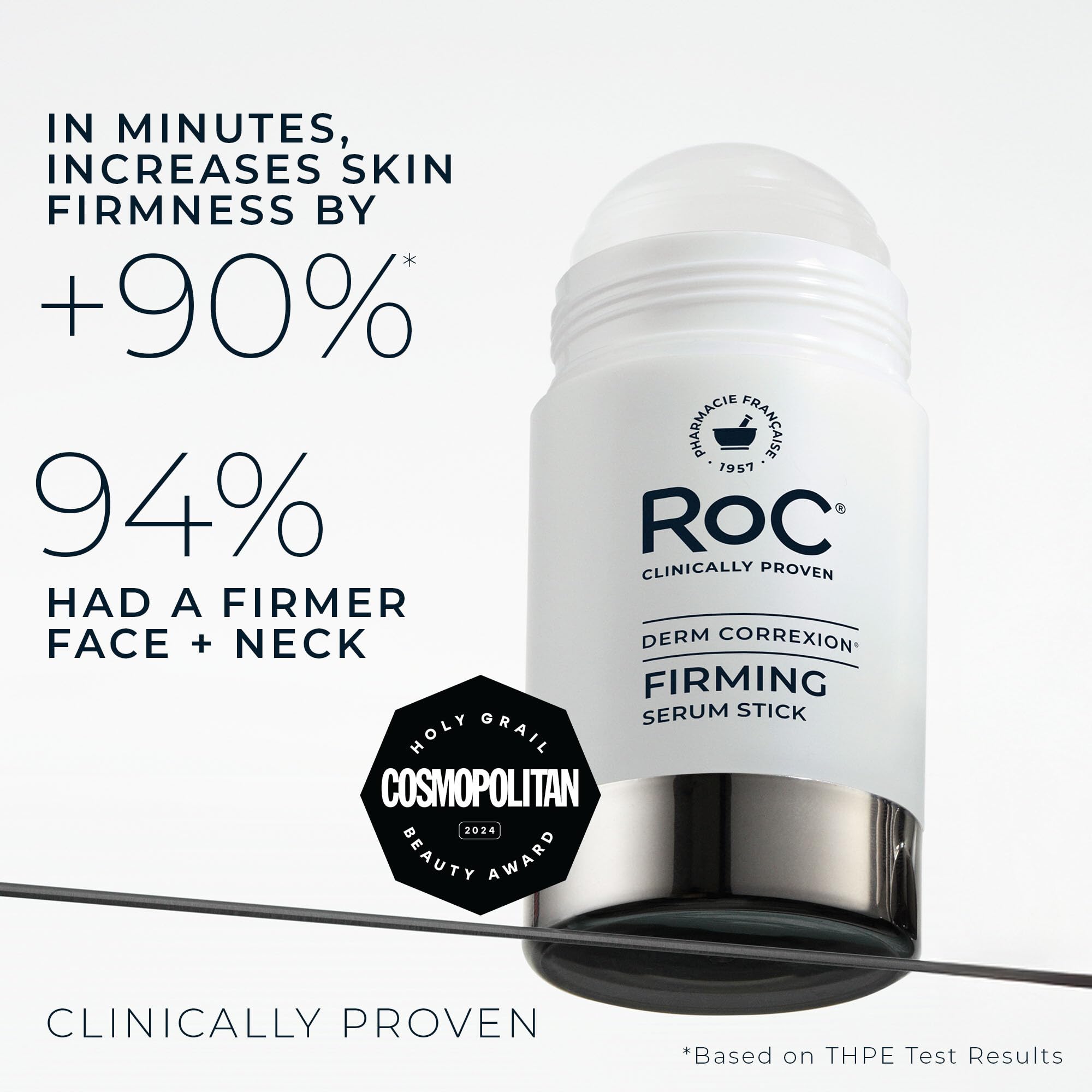 Dermatologist tested RoC firming serum stick for treating wrinkles and laugh lines.