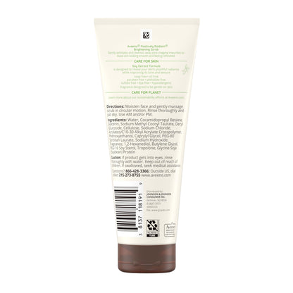 Side view of the 7 Ounce Aveeno Positively Radiant face scrub tube package design