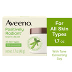 Aveeno Positively Radiant Night Cream jar next to product box